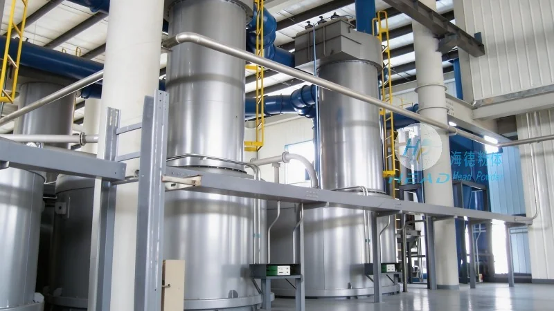 Esquema de transporte neumático de polvo micro PTFE